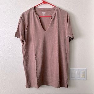 PINK Victoria’s Secret Raw V Neck Light Cocoa Acid Wash Style Top Tee - Sz M